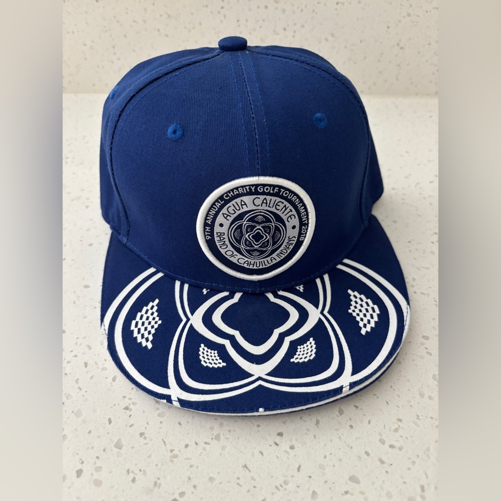 Blue Snapback Hat with White Pattern